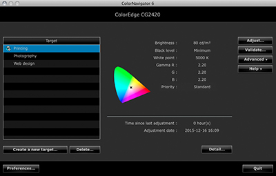 logiciel de calibrage écran graphique eizo coloredge cg2420